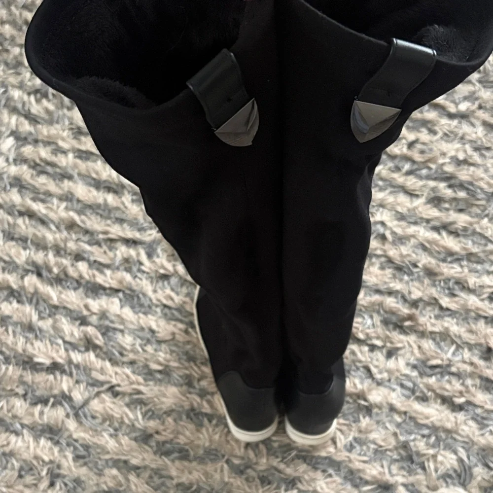 Black Over-the-Knee Hidden Wedge Sneaker Boots - Women, Size 6